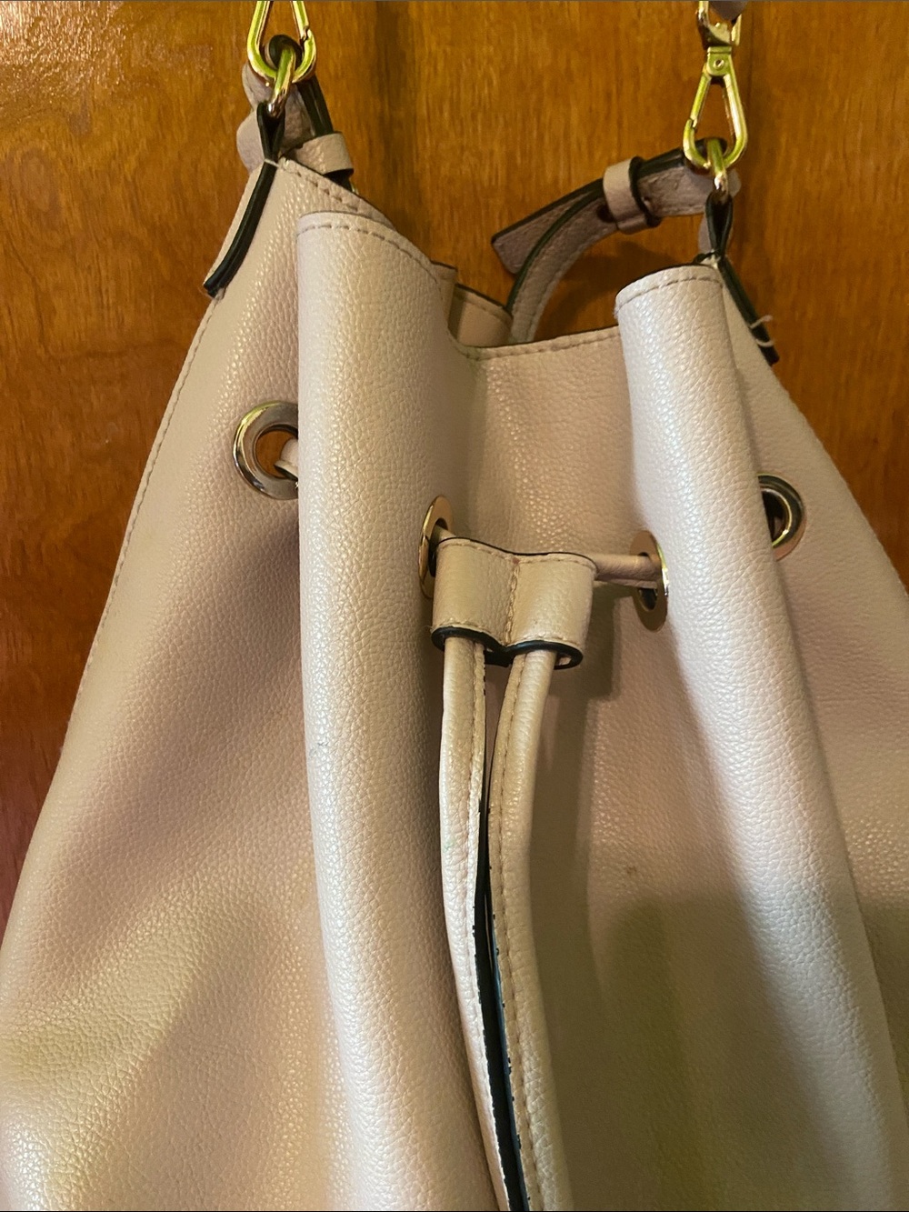 H&M Cream Drawstring Hobo Bag with Gold Hardware - Picture 3 of 8